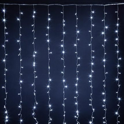 Гирлянда Занавес 3×3 м, Белый с Мерцанием, 220В, 440 LED, IP20