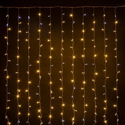 Гирлянда Занавес 3×3 м, Тепло-Белый с Мерцанием, 220В, 440 LED, IP20