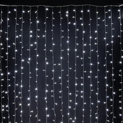 Гирлянда Занавес 2×3 м Белый с Мерцанием, 600 LED, IP20