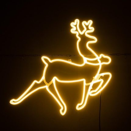 Световое пано Олень из гибкого неона 7х15 мм, 60 см Тепло-Белый, IP44