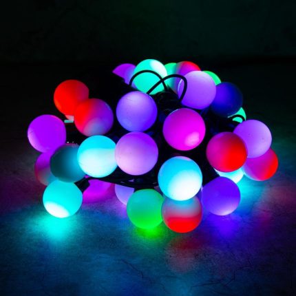 Гирлянда Нить 10 м Хамелеон с Мерцанием, 50 LED, Чёрный каучук, IP44, LEON