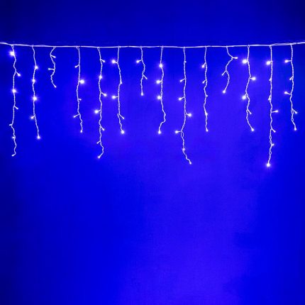 Гирлянда Бахрома 5 м Синий 220В, 200 LED, Провод Белый Каучук, IP44