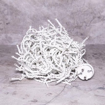 Гирлянда Бахрома 5 м Белый 220В, 200 LED, Провод Белый Каучук, IP44