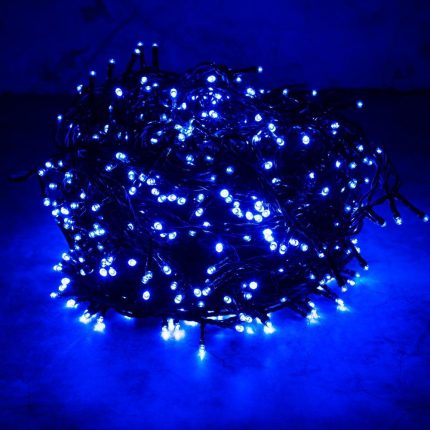 Гирлянда Клип Лайт, синяя с мерцанием 100 м, 1000 LED, провод чёрный каучук, IP55