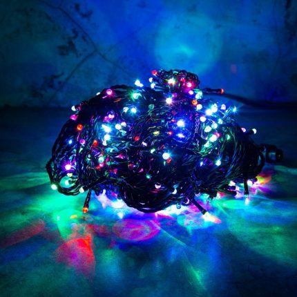 Гирлянда Клип Лайт, хамелеон – 7 цветов с динамикой 50 м, 500 LED, провод чёрный каучук, IP55