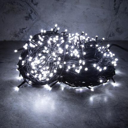 Гирлянда Клип Лайт, белый статика 50 м, 500 LED, провод чёрный каучук, IP55