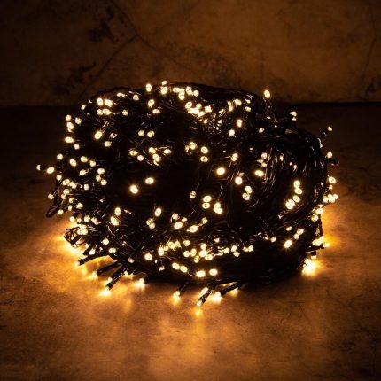 Гирлянда Клип Лайт, тепло-белый статика 50 м, 500 LED, провод чёрный каучук, IP55