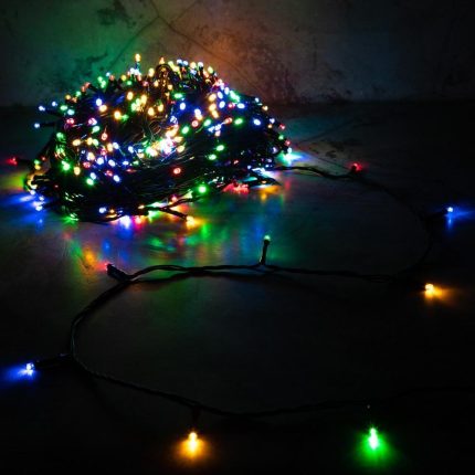 Гирлянда Клип Лайт, мультиколор с мерцанием 50 м, 500 LED, провод чёрный каучук, IP55