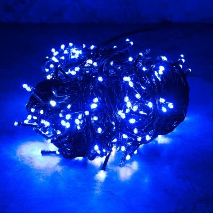 Гирлянда Клип Лайт, синяя с мерцанием 50 м, 500 LED, провод чёрный каучук, IP55