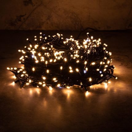 Гирлянда Клип Лайт, тепло-белая с мерцанием 100 м, 1000 LED, провод чёрный каучук, IP55