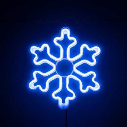 Светодиодная снежинка из неона, 7×15 мм, 30 см, IP44, синий свет