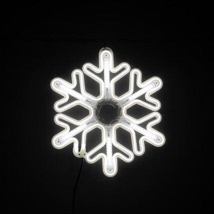 Светодиодная снежинка из неона 7х15мм, 40 см, Белый + Белые лучи, IP44