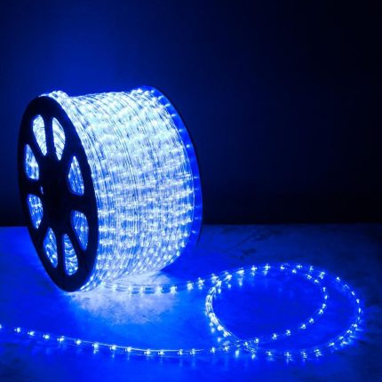 Светодиодный Дюралайт Ø13 мм, синий с мерцанием, 220 В, 36 LED/м, бухта 100 м, свечение 360°, IP65