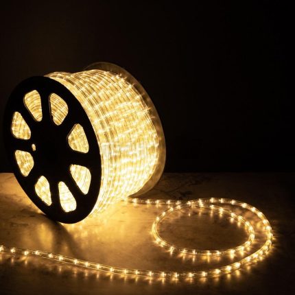 Светодиодный Дюралайт Ø13 мм, тепло-белый с мерцанием, 220 В, 36 LED/м, бухта 100 м, свечение 360°, IP65