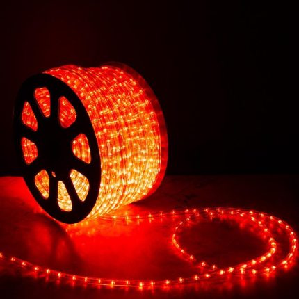 Светодиодный Дюралайт Ø13 мм, красный с мерцанием, 220 В, 36 LED/м, бухта 100 м, свечение 360°, IP65