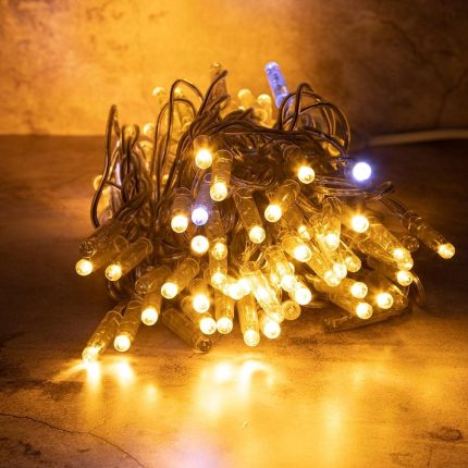 Гирлянда Нить 10 м Тепло-Белая с Мерцанием, 100 LED, Прозрачный ПВХ, IP65, LEON