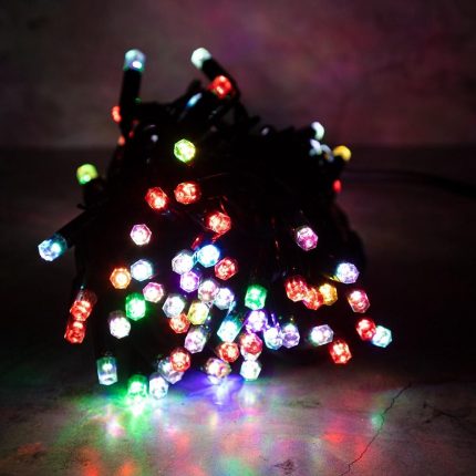 Гирлянда Нить 10 м Мультиколор Статика, 100 LED, Чёрный Каучук, IP65, LEON