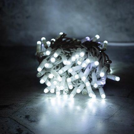 Гирлянда Нить 10 м Белая с Мерцанием, 100 LED, Белый Каучук, IP65, LEON