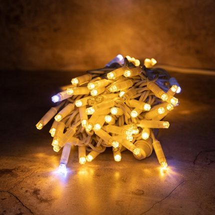 Гирлянда Нить 10 м Тепло-Белая с Мерцанием, 100 LED, Белый Каучук, IP65, LEON
