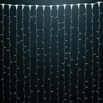 Гирлянда Занавес 2×6 м Синий с Мерцанием 220В, 1200 LED, Провод Прозрачный ПВХ, IP65