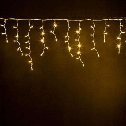 Гирлянда Бахрома 5 м Тепло-Белая Статика, 220 В, 150 LED, Белый каучук, IP65