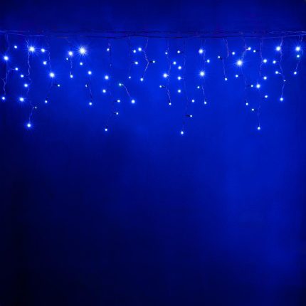 Гирлянда Бахрома 5 м Синяя с мерцанием 220В, 220 LED, Чёрный Каучук IP65