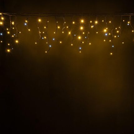 Гирлянда Бахрома 5 м Тепло-Белая с мерцанием 220В, 220 LED, Чёрный Каучук IP65