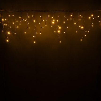 Гирлянда Бахрома 5 м Тепло-Белая Статика 220В, 220 LED, Чёрный Каучук IP65