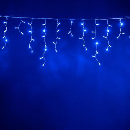Гирлянда Бахрома 5 м Синий с мерцанием 220В, 150 LED, Провод Белый Каучук, IP65