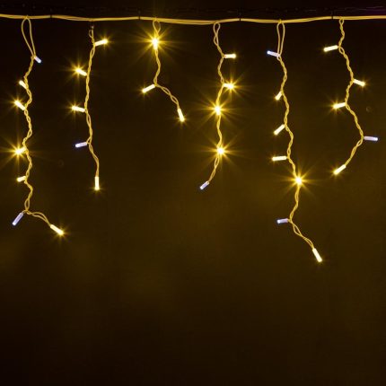 Гирлянда Бахрома 5 м Тепло-Белая с мерцанием, 220 В, 150 LED, Белый каучук, IP65
