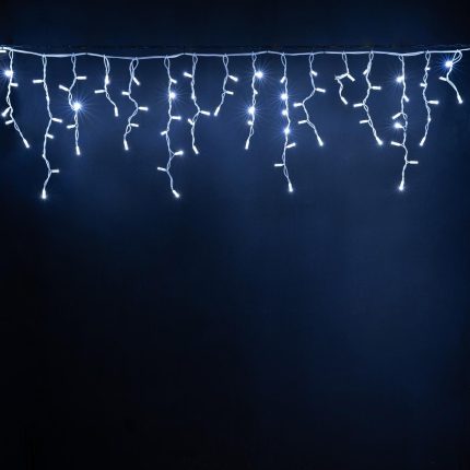Гирлянда Бахрома 5 м Белый с мерцанием 220В, 220 LED, Провод Белый Каучук, IP65, без сетевого шнура
