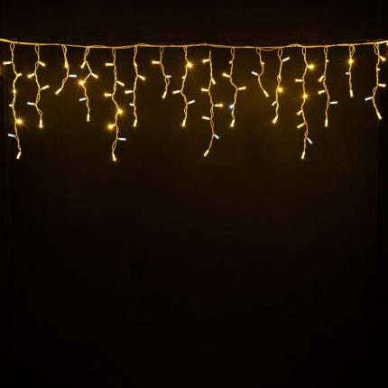 Гирлянда Бахрома 5 м Тепло-Белая с мерцанием 220В, 220 LED, Белый Каучук IP65