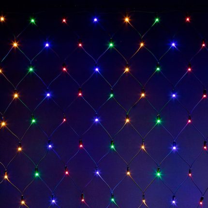 Гирлянда сетка 3×3 м, хамелеон — 7 цветов, 320 LED, чёрный каучук, IP65