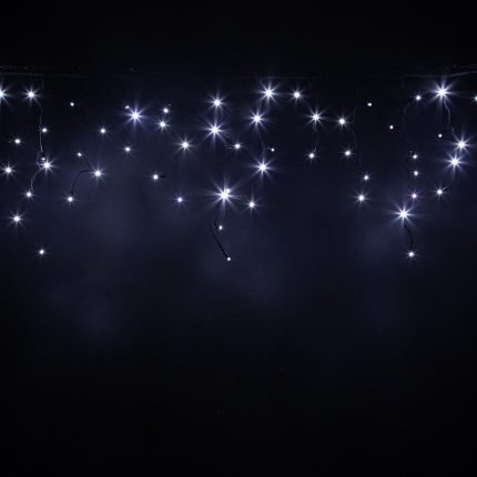 Гирлянда Бахрома 5 м Белая с мерцанием, 220 В, 150 LED, Провод чёрный каучук, IP65
