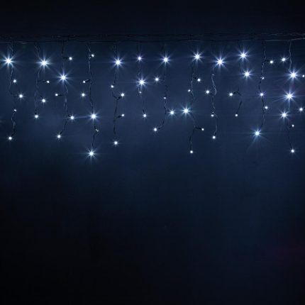 Гирлянда Бахрома 5 м Белая с мерцанием 220В, 200 LED, Черный Каучук, IP65