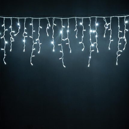 Гирлянда Бахрома 5 м Белый с мерцанием 220В, 260 LED, Провод Белый Каучук, IP65, без сетевого шнура