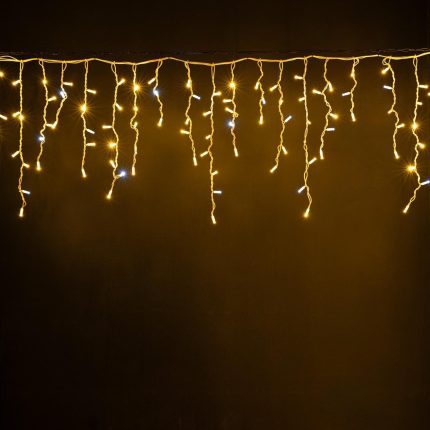 Гирлянда Бахрома 5 м Тёплый Белый с Мерцанием, Белый Провод, IP65, 260 LED