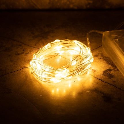 Гирлянда Нить 10 м Тепло-Белая Статика, 100 LED, Серебристый ПВХ, IP20, LEON