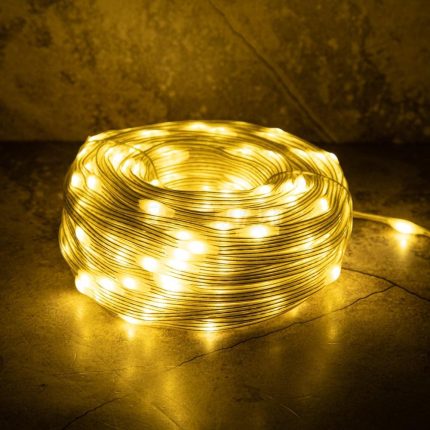 Гирлянда Роса 20 м Тепло-Белая с Мерцанием, 200 LED, Прозрачный ПВХ, IP44