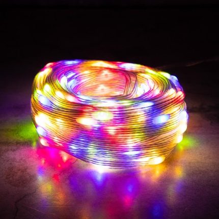 Гирлянда Нить с каплями Росы 30 м Мультиколор с Мерцанием, 300 LED, Прозрачный ПВХ, 24 В, IP44, LEON