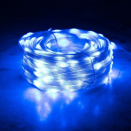 Гирлянда Нить с каплями Росы 30 м Синяя с Мерцанием, 300 LED, Прозрачный ПВХ, IP44, LEON