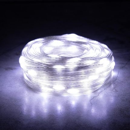 Гирлянда Нить с каплями Росы 30 м Белая с Мерцанием, 300 LED, Прозрачный ПВХ, 24 В, IP44, LEON