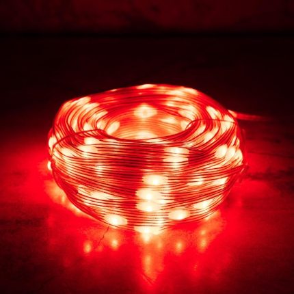 Гирлянда Нить с каплями Росы 30 м Красная с Мерцанием, 300 LED, Прозрачный ПВХ, IP44, LEON