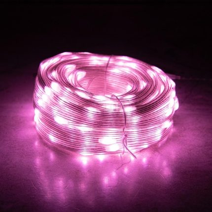 Гирлянда Нить с каплями Росы 30 м Розовая с Мерцанием, 300 LED, Прозрачный ПВХ, IP44, LEON