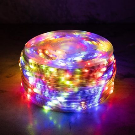 Гирлянда Нить Росы 100 м Мультиколор с Мерцанием, 1000 LED, Прозрачный ПВХ, IP44