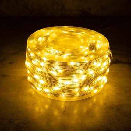 Гирлянда Нить Росы 100 м Тепло-Белая с Мерцанием, 1000 LED, Прозрачный ПВХ, IP44