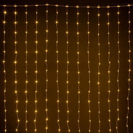 Гирлянда Занавес с каплями Росы 3×2 м, Тепло-белый Статика, 384 LED, USB с пультом, IP20