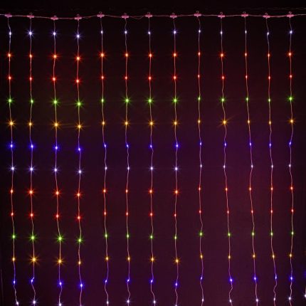 Гирлянда Занавес с каплями Росы 3×3 м, Мультиколор Статика, 576 LED, USB, IP20