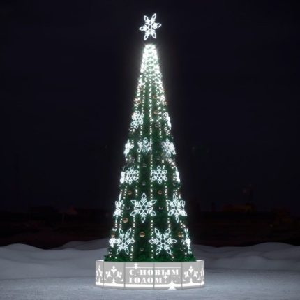 Новогодняя уличная ель «Снежинка», 12/16/20 м, холодное свечение