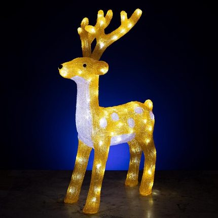 Световая фигура «Олень», 0,68 м, IP44, холодное белое свечение